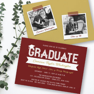 Convite Fita de Graduado Tipografia Negrito Festa de Gradu