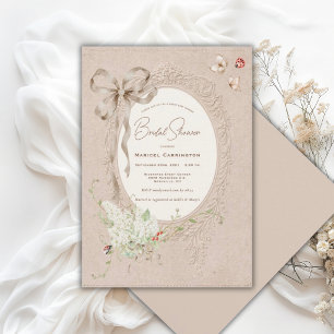 Convite Fita de Lilases Brancas Vintage Whimsical Bridal 