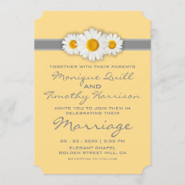 Convite Fita de Margarida - Casamento Amarelo Cinza e Bran