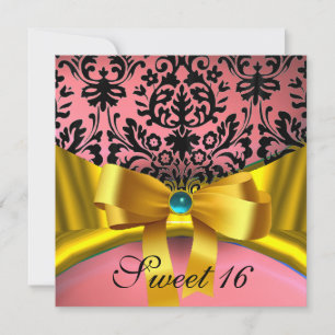 CONVITE FITA DE OURO AMARELO ROSA PRETO DAMASCO