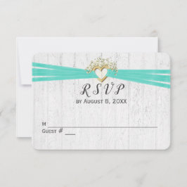 Convite Fita de RSVP de Casamento Coração