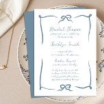 Convite Fita Desenhada à Mão Friso Azul Chá de panela Mode<br><div class="desc">Placa de Chá de panela Moderna com Traço de Caráter Azul Dusty com Disco Escritível com Fita Escritural. Celebre o seu dia especial com esta elegante e bela carta de convite para casamento para embelezar a sua ocasião especial. Todos os textos estão pré-organizados para que você personalize fácil e rapidamente...</div>