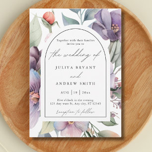 Convite Fita floral botânica de aquarela Casamento