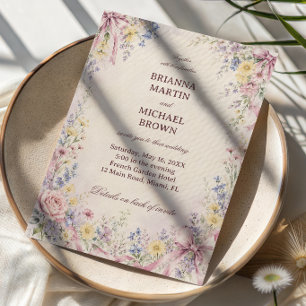Convite Fita Floral Pastel Vintage