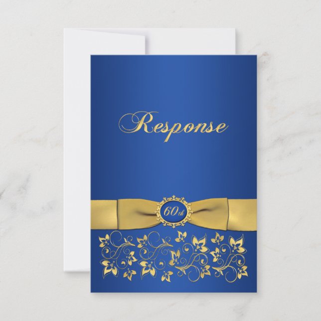 Convite FITA IMPRESSA Forma Elegante 60º Aniversário RSVP (Frente)