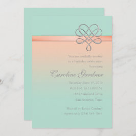 Convite Fita Incorporada de Casa e Pêssego