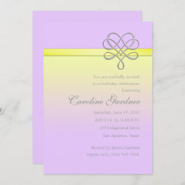 Convite Fita Ingelada Lilac e Amarela