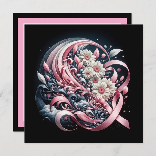 Convite Fita Rosa de Benefício do Fundraiser (Frente/Verso)