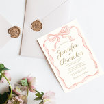 Convite Fita Rosa Elegante Escrita à Manuscrito Frisada<br><div class="desc">Fita Rosa Elegante Escrita à Manuscrito Frisada</div>