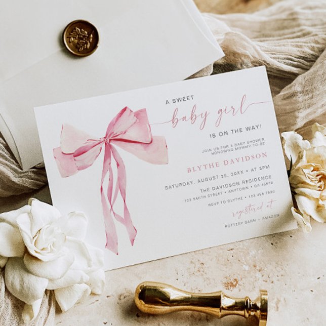 Convite Fita Rosa Rosa de Invasão do Chá de fraldas do Blu (Criador carregado)