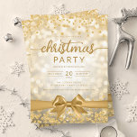 Convite Fita Xmas da Dourada Winter Glam Company<br><div class="desc">Elegante Formal Company & Corporate Christmas Party / Cocktail / modelo de Convite de festas Jante com Dourado Faux Foil Snowflakes Natal. Imprima seus amigos e colegas de trabalho com este design de convite sofisticado e elegante.</div>