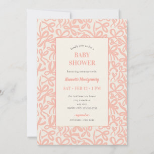 Convite Fitas e Laços Rosa Terracota Suave Baby Shower