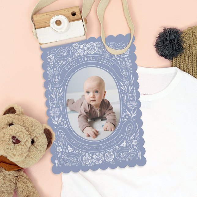 Convite Fitas e Rosas Bebê Permutável Foto Nascimento (Criador carregado)