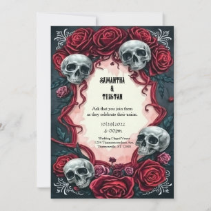Convite Fitas e Rosas Casamento Gótico