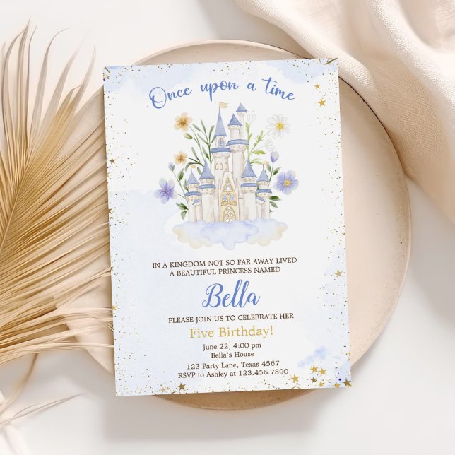 Convite Five Ever A Princess  Castle 5th Birthday Party (Criador carregado)