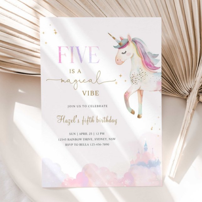 Convite Five Is A Magical Vibe Unicorn Birthday Party (Criador carregado)