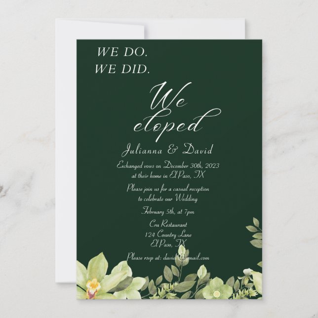 Convite Fizemos Elogiar Recepção de casamento (Frente)