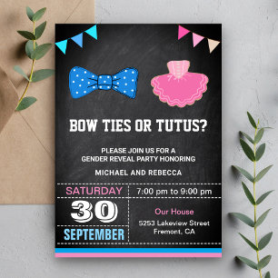 Convite Fla-Ties ou Tutus Festa de Revelação de Gênero