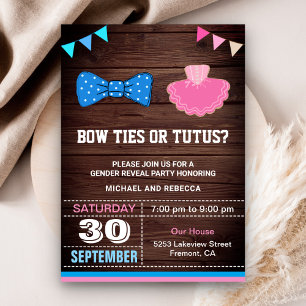 Convite Fla-Ties ou Tutus Festa de Revelação de Gênero