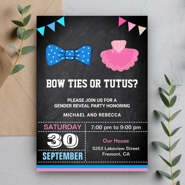 Convite Fla-Ties ou Tutus Festa de Revelação de Gênero (Criador carregado)
