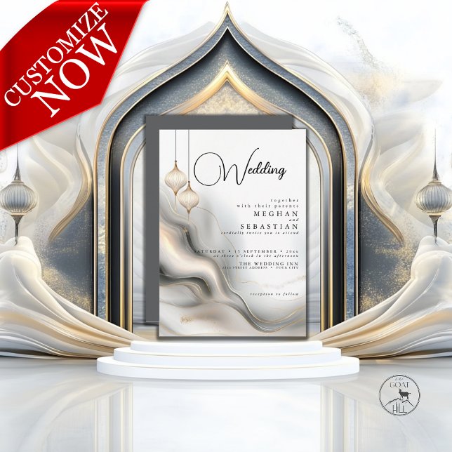 Convite Flair Arábico Exótico e Dourado (Criador carregado)