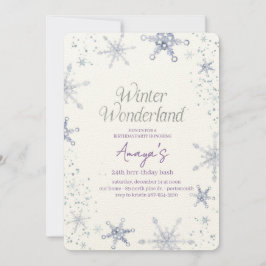 Convite Flakes Frame Winter Birthday Bash Invitation