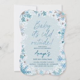 Convite Flakes Frame Winter Birthday Bash Invitation