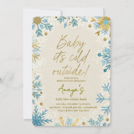 Convite Flakes Frame Winter Birthday Bash Invitation