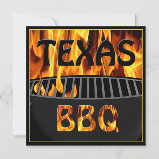 Convite Flamejante de Grill do CHURRASCO do Texas  (Frente)