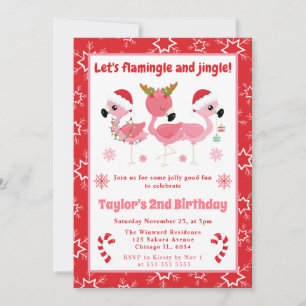Convite Flamingle e Flamingo Jingle Natal Aniversário