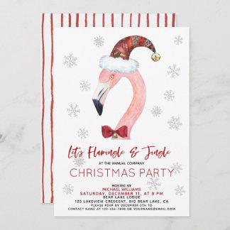 Convite Flamingle & Jingle Papais noeis Flamingo Partido d
