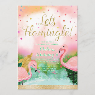 Convite Flamingle Tropical Rosa-Rosa vamos