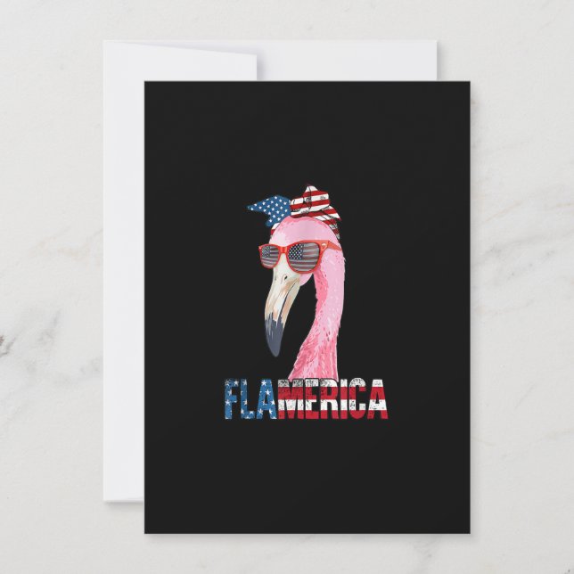 Convite Flamingo 4Th Of July Flamerica Patriotic American  (Frente)