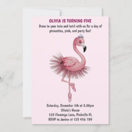 Convite Flamingo Balé Dancer Birthday