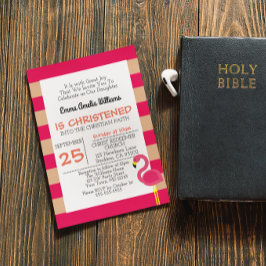 Convite Flamingo Baptism Rosa