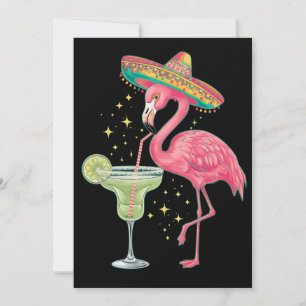 Convite Flamingo Bebendo Margarita Poncho Mexicano Engraça