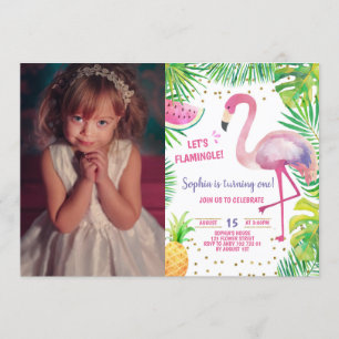 Convite Flamingo Birthday Piscina Party Tropical Girl Foto