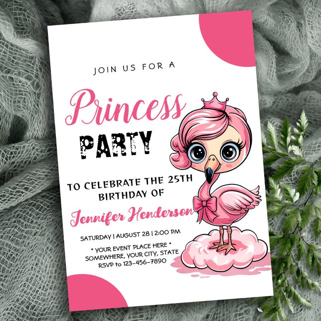 Convite Flamingo bonito com aniversário da coroa (Criador carregado)