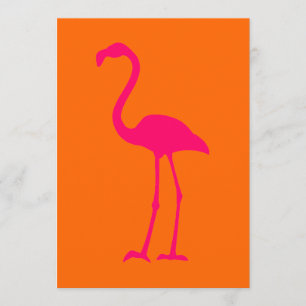 Convite Flamingo cor-de-rosa brilhante sobre laranja
