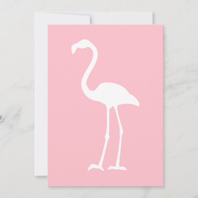 Convite Flamingo Cor-de-rosa e branco (Frente)