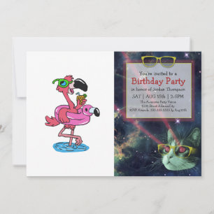 Convite Flamingo de desenho animado de verão   escolha a c