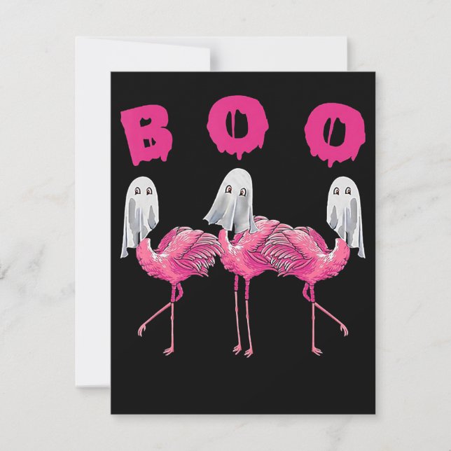 Convite Flamingo| Fantasia do Halloween de Flamingo Boo (Frente)