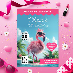 Convite Flamingo Fiesta Beach Bash Extravaganza