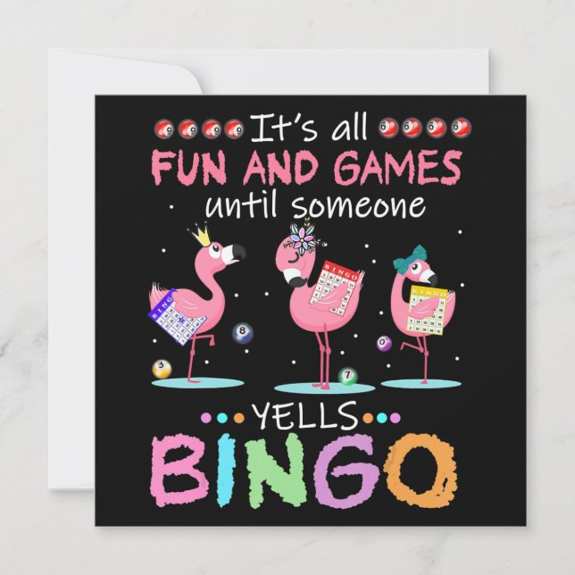 Convite Flamingo | Flaming Bingo Funny (Frente)