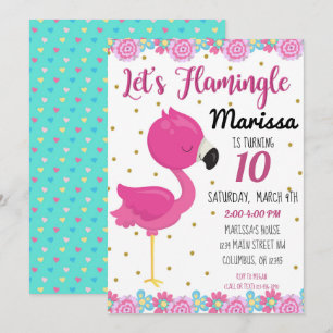 Convite Flamingo, Flamingle Festa de aniversário Invite