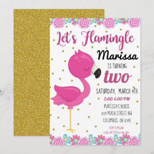 Convite Flamingo, Flamingle Festa de aniversário Invite