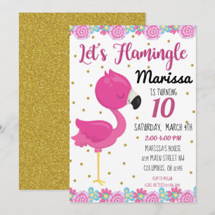 Convite Flamingo, Flamingle Festa de aniversário Invite