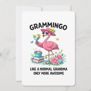 Convite Flamingo Grammingo Como uma Avó Normal Só que Mais