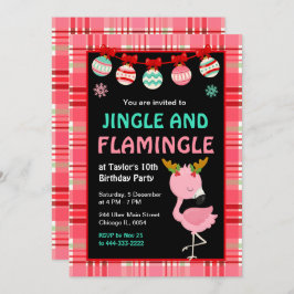 Convite Flamingo Holiday Birthday Party