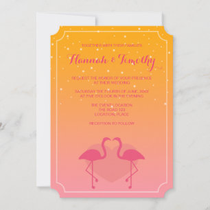 Convite Flamingo No Amor Casamento Tropical Cor-De-Rosa E 